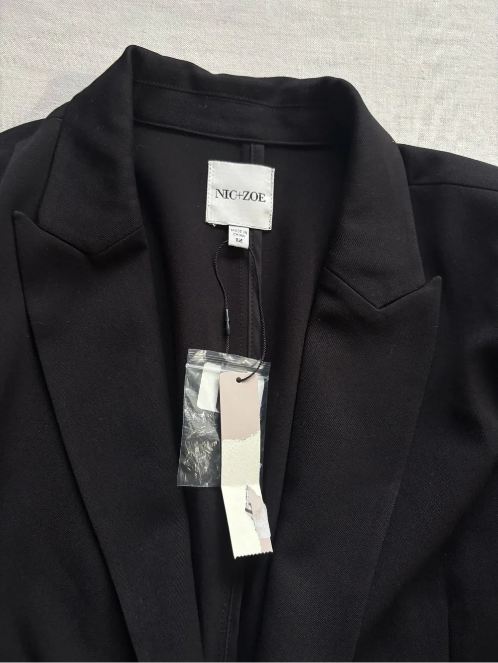 NWT NIC+ZOE The Avenue Blazer Black Tailored Stretch Jacket Size 12